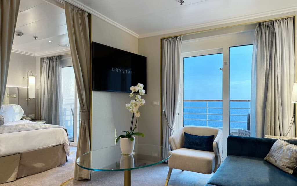 A Crystal Symphony Sapphire Veranda Suite.