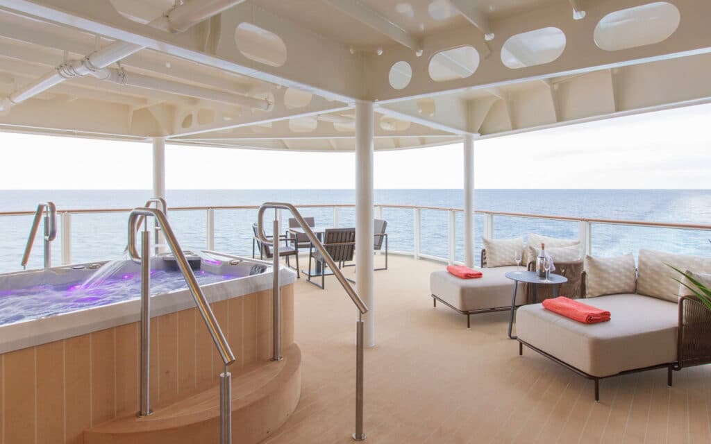 The expansive veranda in the Otium Suite on board Silver Ray.