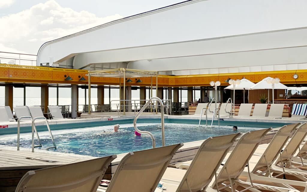 The swimming pool on the Borealis cruise ship.