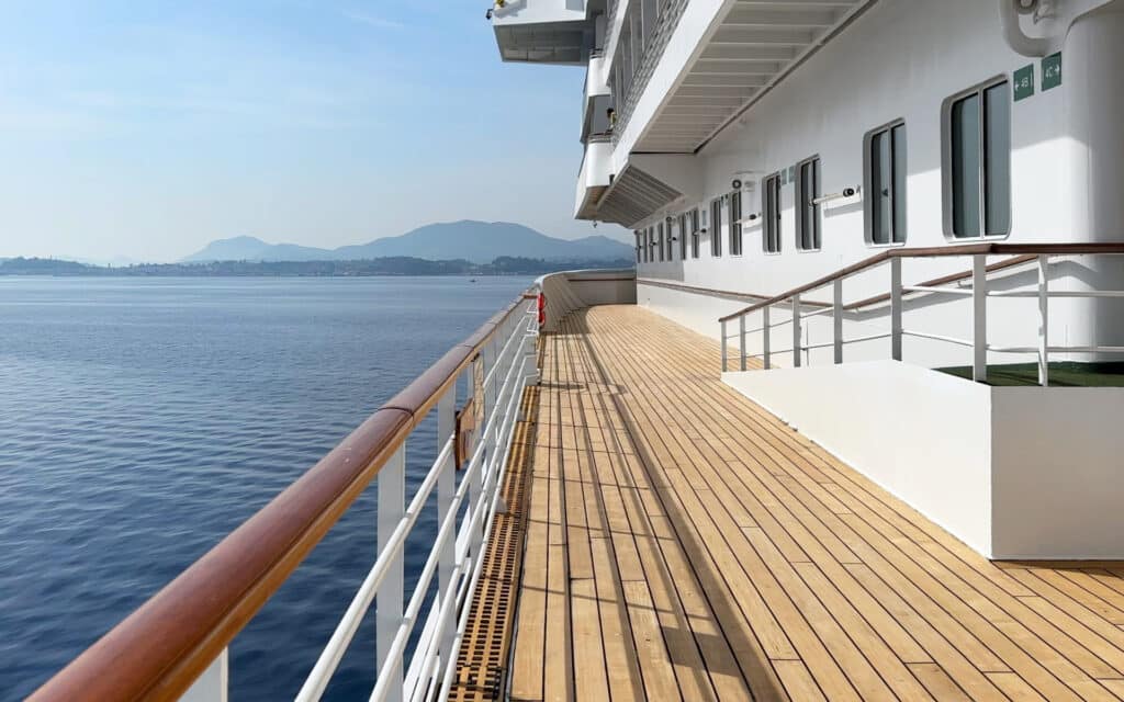 The Promenade Deck on the port side of Crystal Symphony cruise ship.