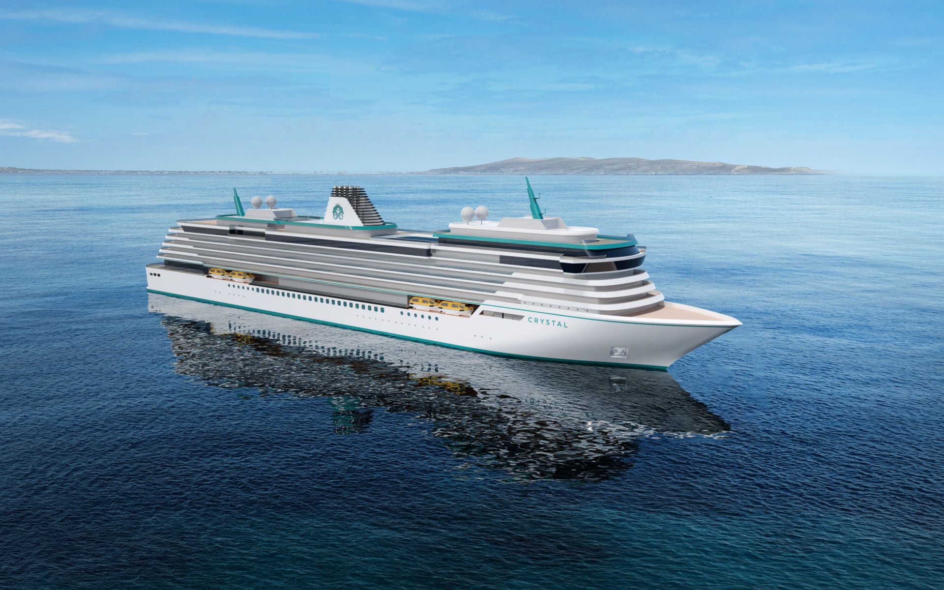 A rendering of the proposed new Crystal cruise ship that will enter service in 2028.