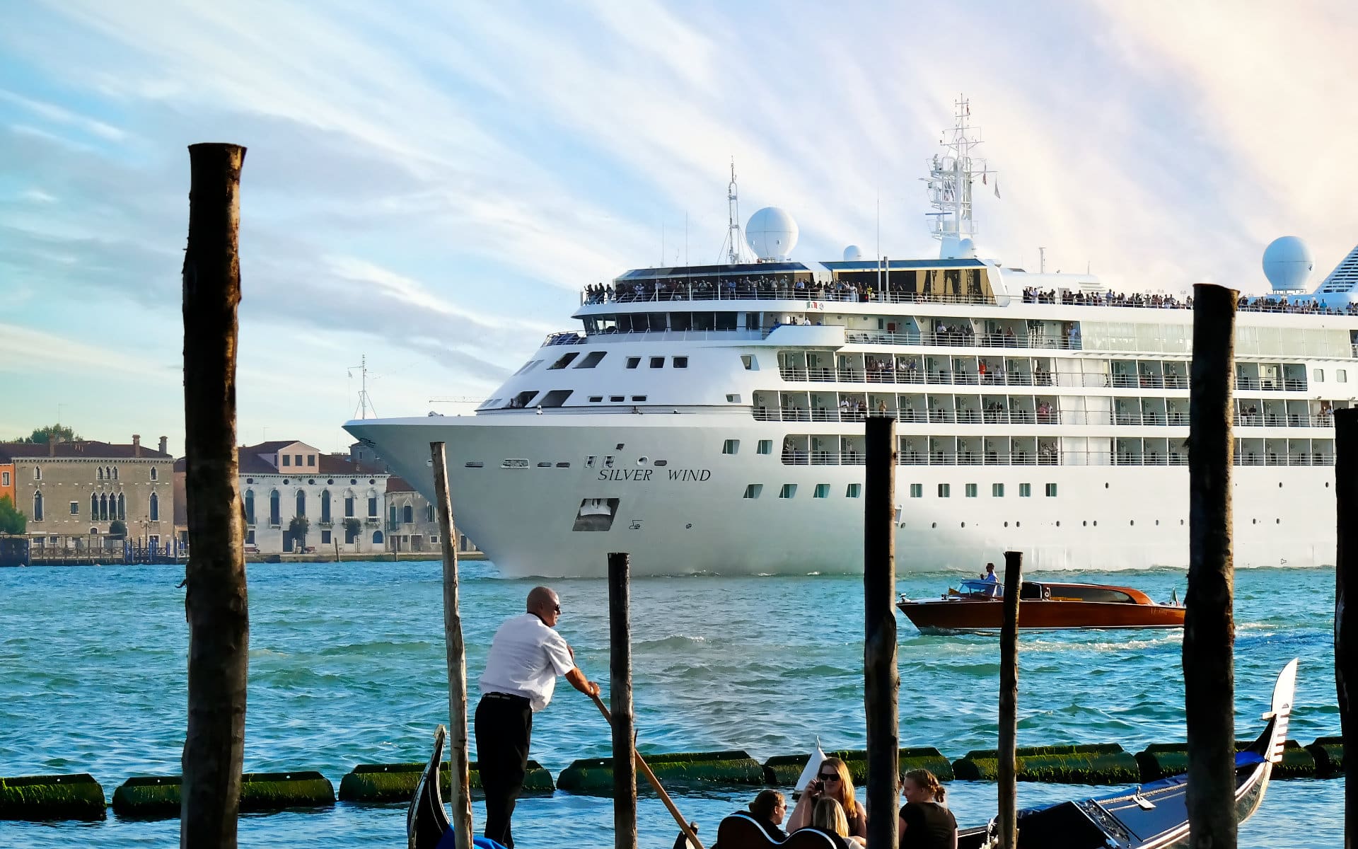 The Silver Wind cruise ship pictured here can board in Venice.