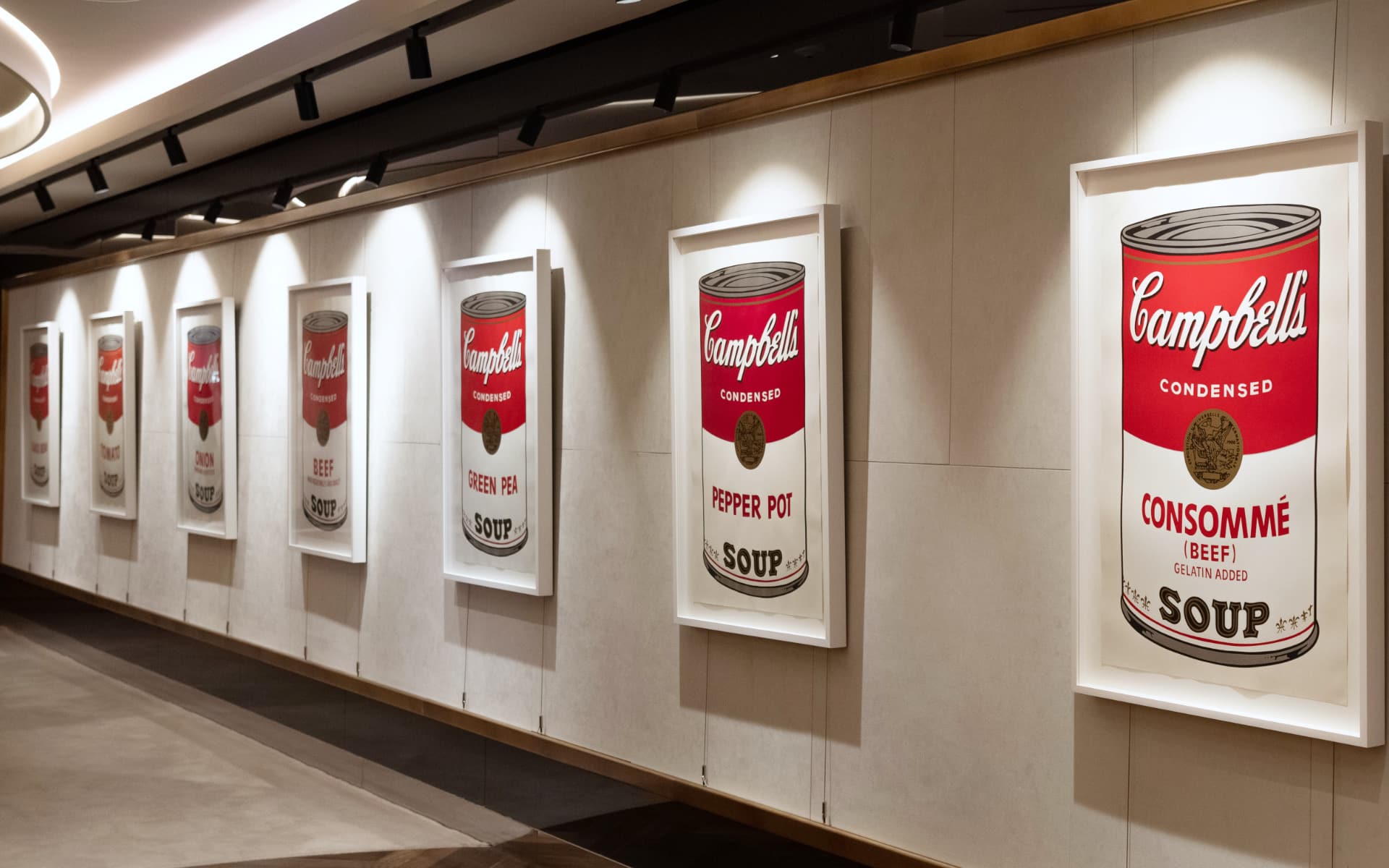 Andy Warhol Campbell's Soup screenprints in colour on paper.
