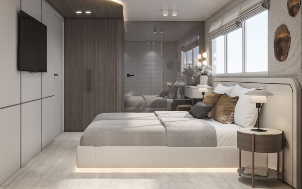 A cabin on MV Aretis (rendering).