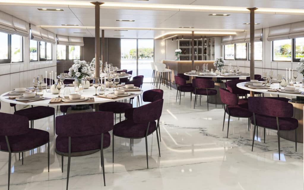 The restaurant on board Aretis (rendering).