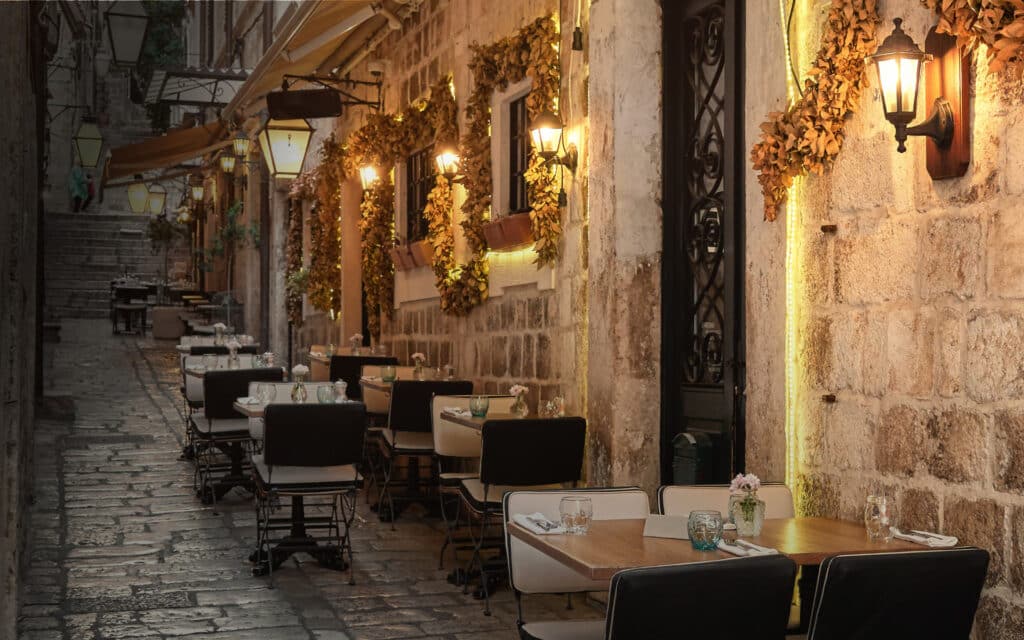 A restaurant in Dubrovnik, Croatia.