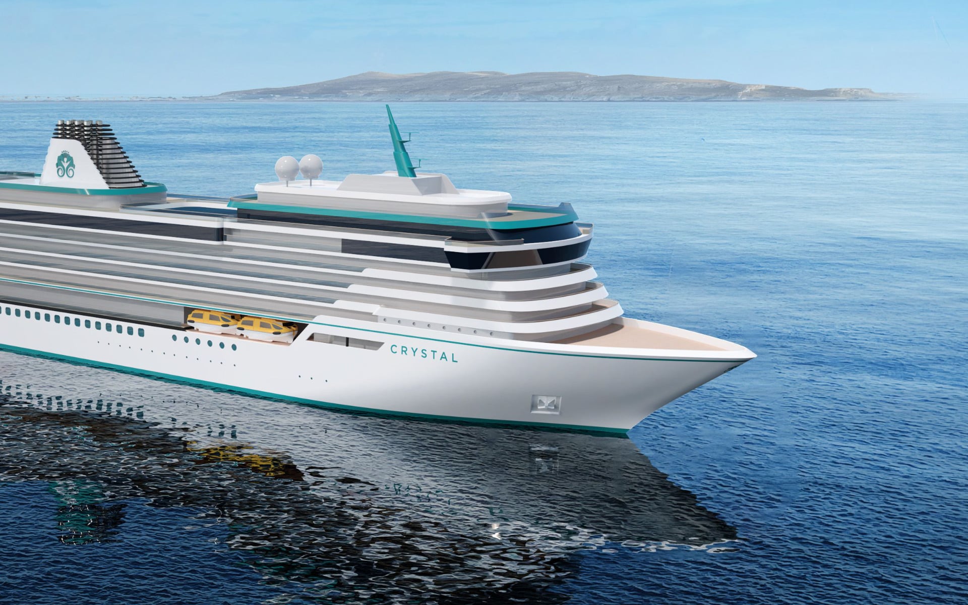 A rendering of the proposed new Crystal cruise ship that will enter service in 2032.