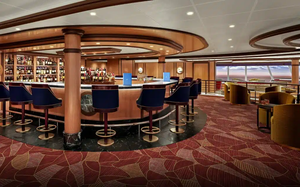 The Commodore Club on the Queen Elizabeth cruise ship (rendering).