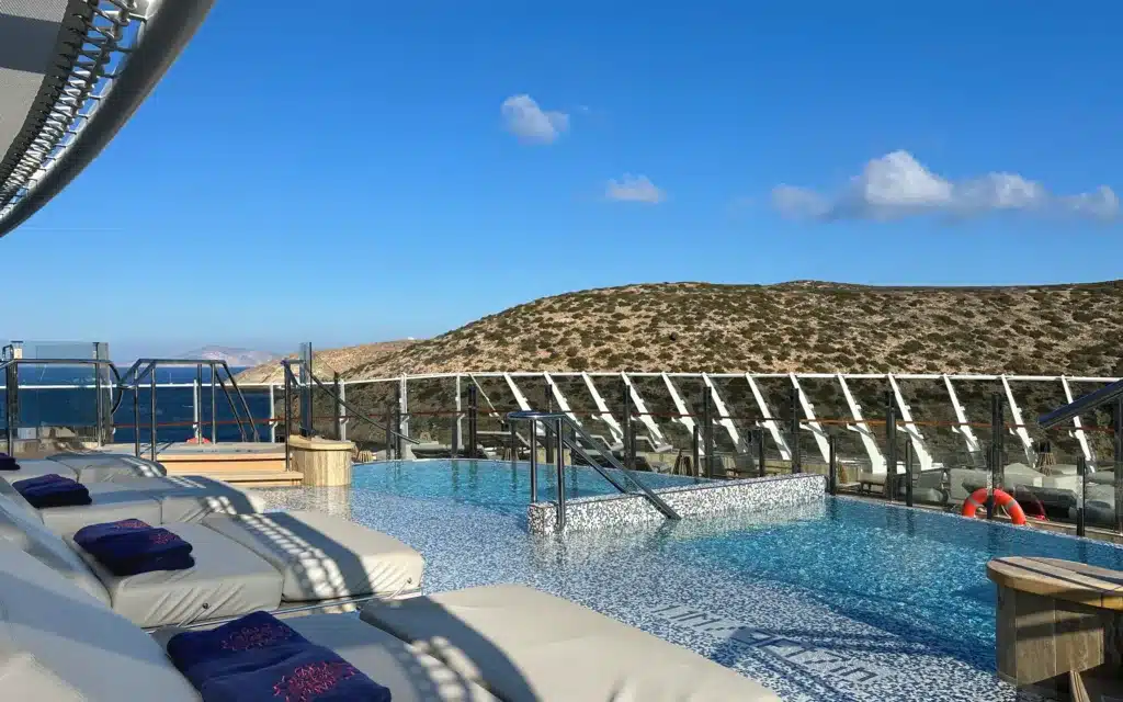 The adults-only Helios pool on the Explora I cruise ship.