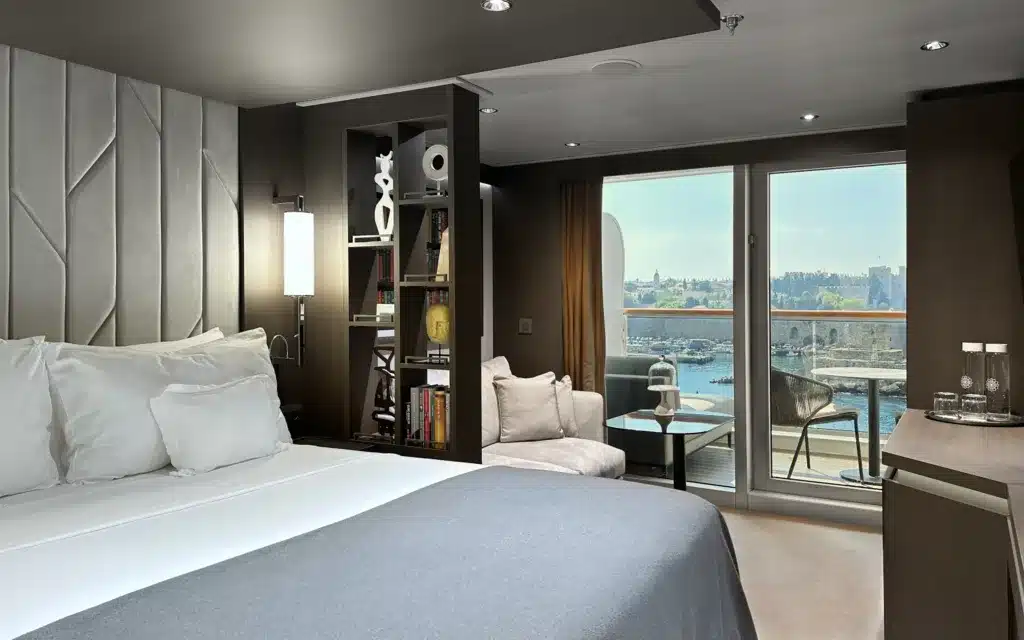 An Ocean Terrace Suite on the Explora I cruise ship.