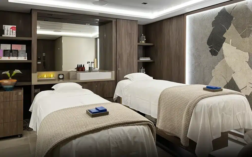 A massage treatment room on the Explora I cruise ship.