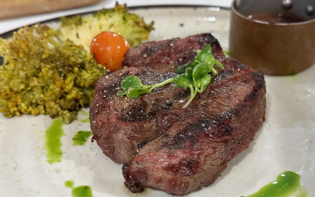 A tenderloin steak as served on board the World Traveller cruise ship.