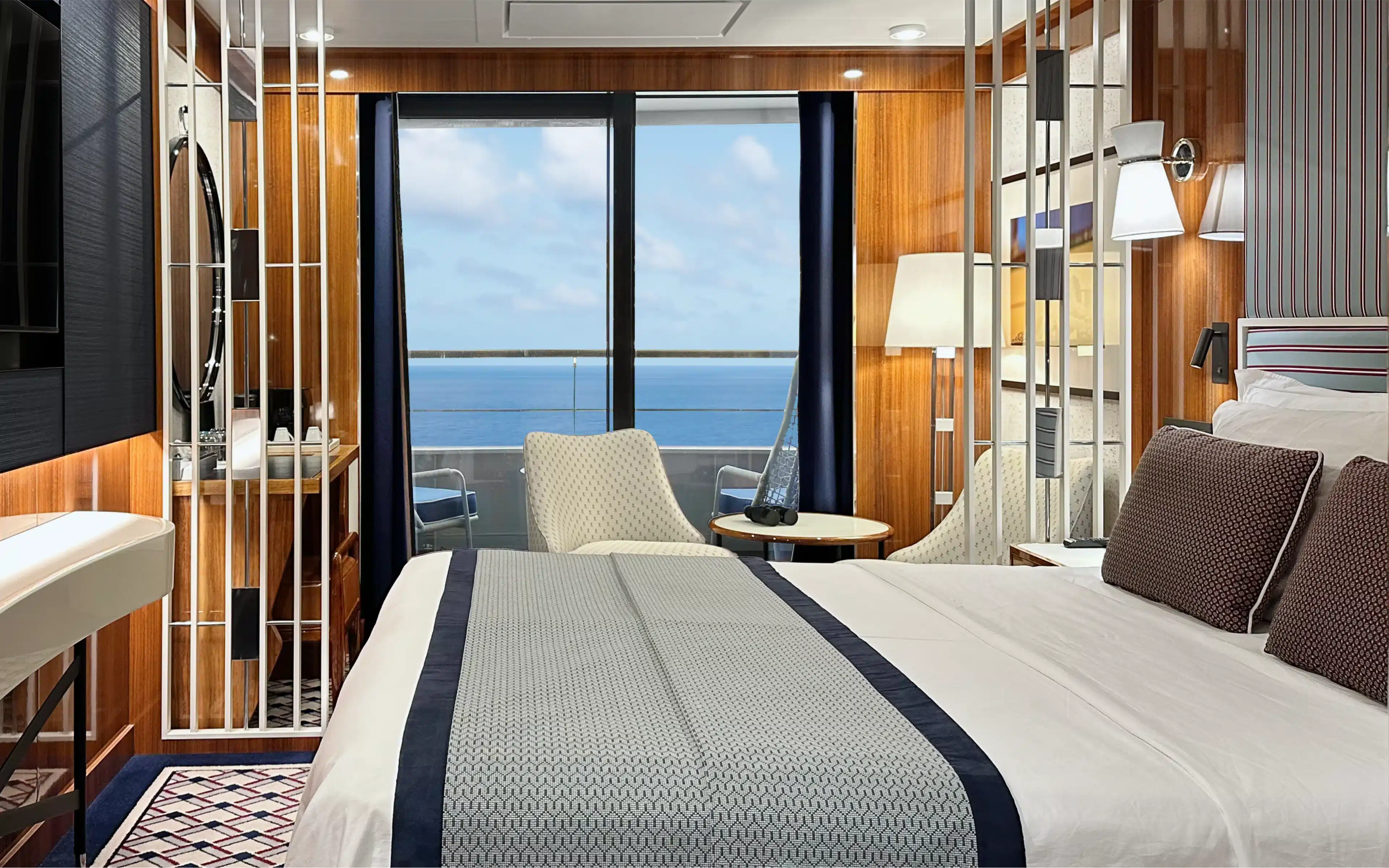 A view inside a Veranda Stateroom on World Traveller.